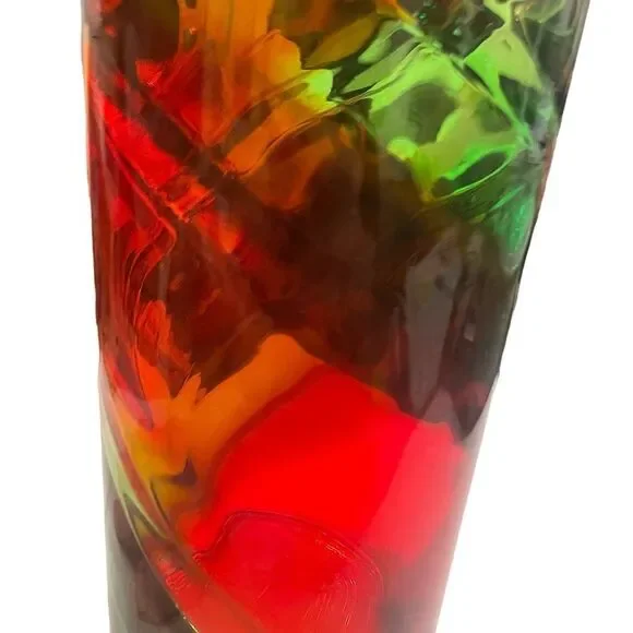 WOW Hand Blown Art Glass Vase Vibrate Red and Green It’s A Beauty